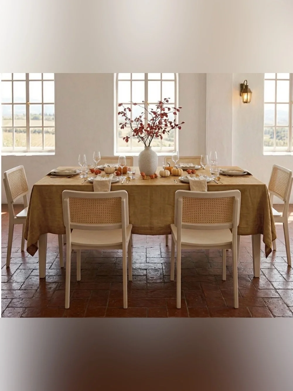 Solino Home Diana Medium Weight Tablecloth Tobacco Brown 60 x 120 in